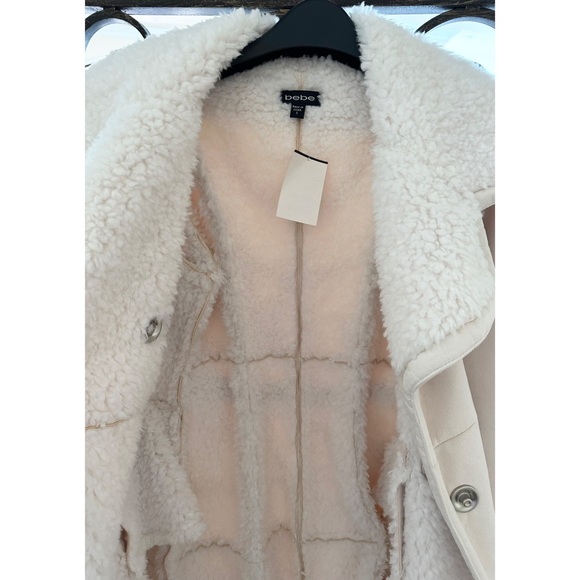 Bebe Faux Suede Sherpa Coat S NWT - Picture 6 of 9